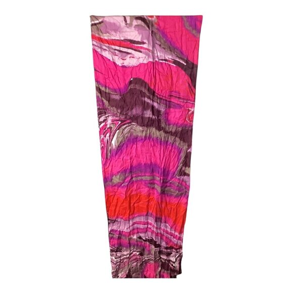 Brightly Colored Women's Abstract Swirl Pattern Scarf With Fringe Ends 70" X 20" - Picture 8 of 10
